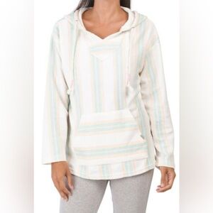 Southern Spirit Beach Vacation Baha Striped Pullover Hoodie Poncho Size S